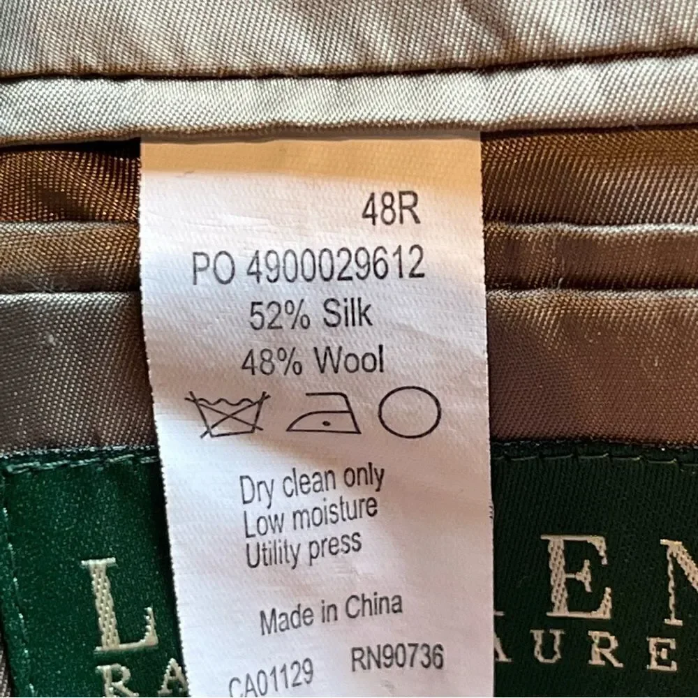 Lauren by Ralph Lauren Men's Sport Coat Camel w/lt blue pinstripe Size 48R